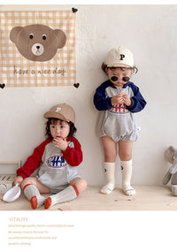 Load image into Gallery viewer, Baby Girls Letters Color-blocking Rompers Wholesale 220811270
