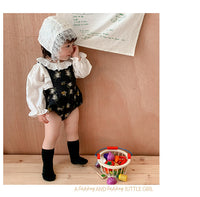 Load image into Gallery viewer, 2 Pieces Set Baby Girls Solid Color Tops And Flower Print Rompers Wholesale 220811288
