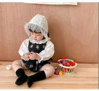 Load image into Gallery viewer, 2 Pieces Set Baby Girls Solid Color Tops And Flower Print Rompers Wholesale 220811288
