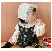 Load image into Gallery viewer, 2 Pieces Set Baby Girls Solid Color Tops And Flower Print Rompers Wholesale 220811288
