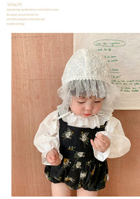 Load image into Gallery viewer, 2 Pieces Set Baby Girls Solid Color Tops And Flower Print Rompers Wholesale 220811288
