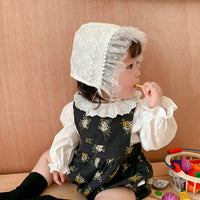 Load image into Gallery viewer, 2 Pieces Set Baby Girls Solid Color Tops And Flower Print Rompers Wholesale 220811288
