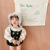 Load image into Gallery viewer, 2 Pieces Set Baby Girls Solid Color Tops And Flower Print Rompers Wholesale 220811288
