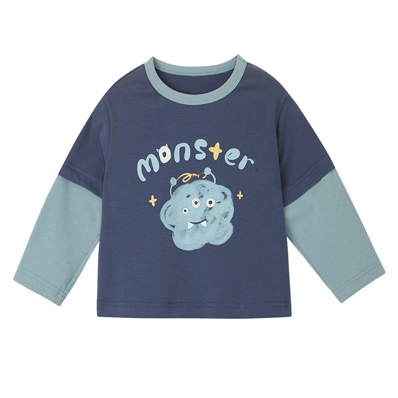 Baby Kid Unisex Letters Color-blocking Cartoon Print Tops Wholesale 220811307