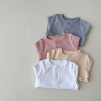 Load image into Gallery viewer, Baby Unisex Solid Color Muslin&amp;Ribbed Tops Wholesale 220811313
