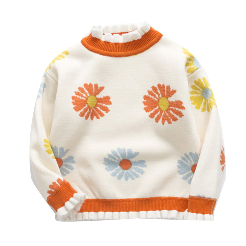 Baby Kid Girls Flower Print Sweaters Wholesale 22081134
