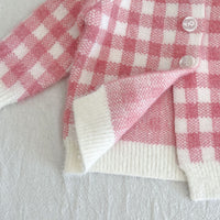 Load image into Gallery viewer, Baby Girls Checked Crochet Cardigan Knitwear Wholesale 22081148
