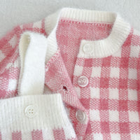 Load image into Gallery viewer, Baby Girls Checked Crochet Cardigan Knitwear Wholesale 22081148
