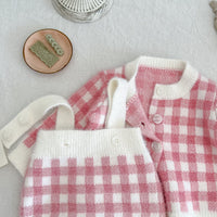 Load image into Gallery viewer, Baby Girls Checked Crochet Cardigan Knitwear Wholesale 22081148
