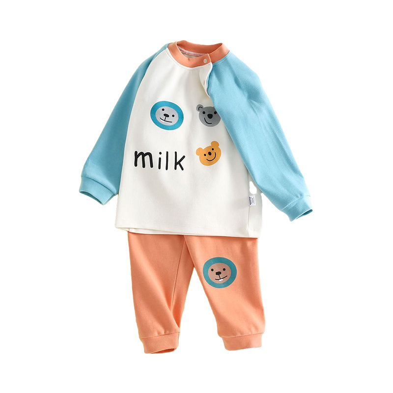 2 Pieces Set Baby Kid Unisex Letters Cartoon Print Tops And Pants Wholesale 22081154