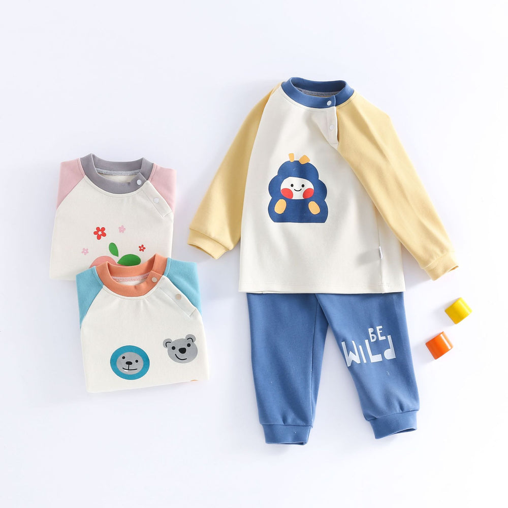 2 Pieces Set Baby Kid Unisex Letters Cartoon Print Tops And Pants Wholesale 22081154