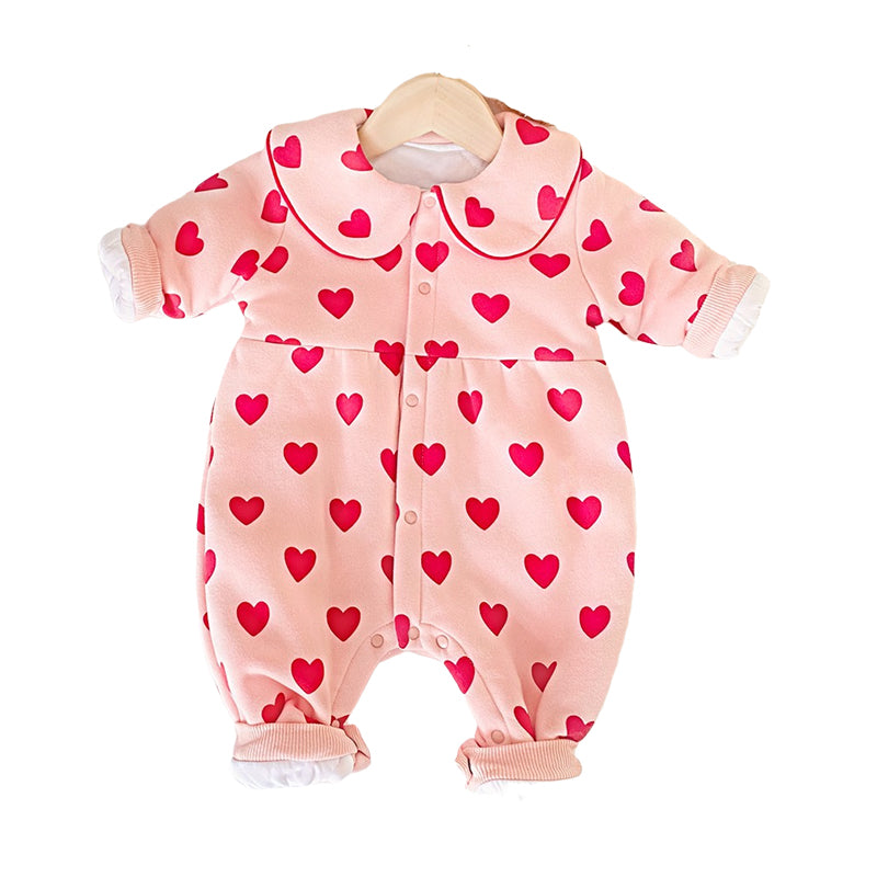 Baby Kid Girls Love heart Print Valentine's Day Jumpsuits Wholesale 22081182