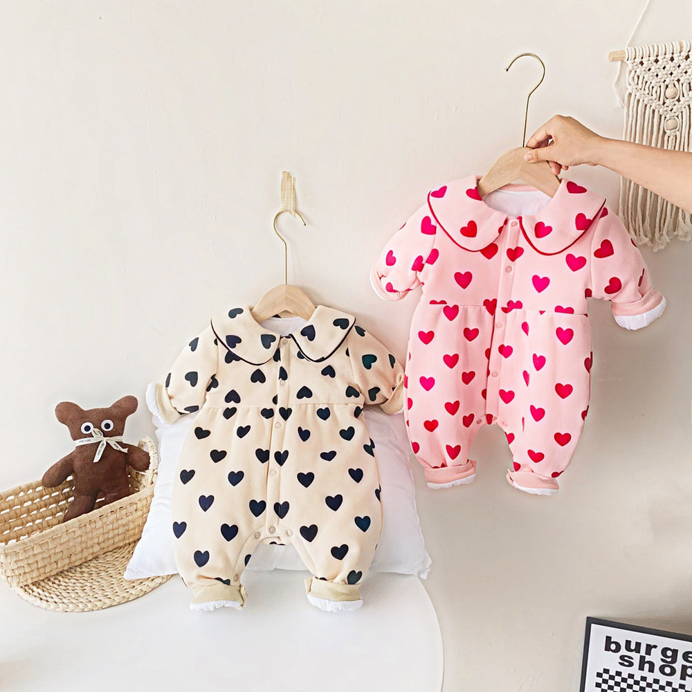 Baby Kid Girls Love heart Print Valentine's Day Jumpsuits Wholesale 22081182