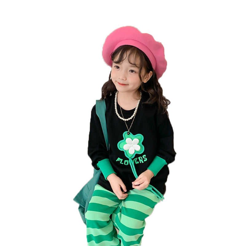 Baby Kid Girls Letters Flower Tops And Striped Pants Wholesale 220812387