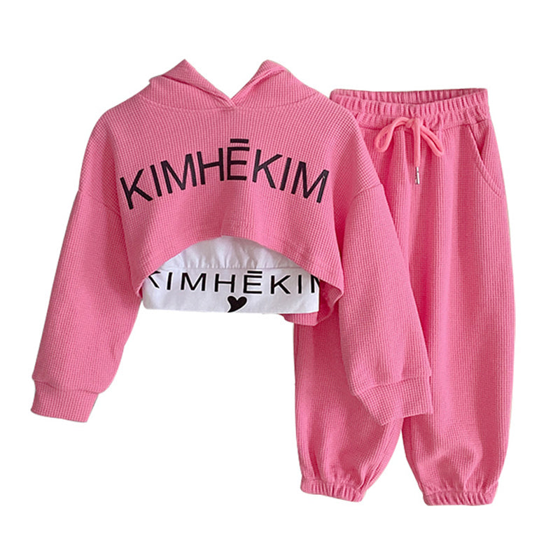 3 Pieces Set Baby Kid Girls Letters Tank Tops And Tops And Solid Color Pants Wholesale 220812433