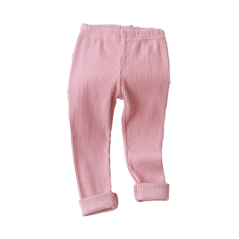 Baby Kid Girls Solid Color Muslin&Ribbed Pants Leggings Wholesale 22081508