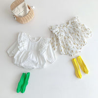 Load image into Gallery viewer, Baby Girls Solid Color Flower Print Rompers Wholesale 220815249
