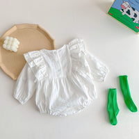 Load image into Gallery viewer, Baby Girls Solid Color Flower Print Rompers Wholesale 220815249
