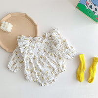 Load image into Gallery viewer, Baby Girls Solid Color Flower Print Rompers Wholesale 220815249
