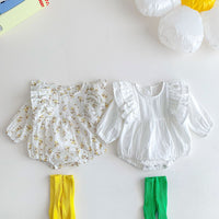 Load image into Gallery viewer, Baby Girls Solid Color Flower Print Rompers Wholesale 220815249
