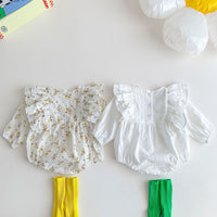 Load image into Gallery viewer, Baby Girls Solid Color Flower Print Rompers Wholesale 220815249
