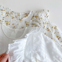 Load image into Gallery viewer, Baby Girls Solid Color Flower Print Rompers Wholesale 220815249
