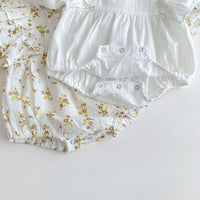 Load image into Gallery viewer, Baby Girls Solid Color Flower Print Rompers Wholesale 220815249
