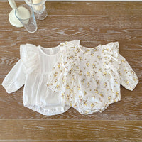 Load image into Gallery viewer, Baby Girls Solid Color Flower Print Rompers Wholesale 220815249
