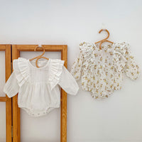 Load image into Gallery viewer, Baby Girls Solid Color Flower Print Rompers Wholesale 220815249
