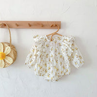 Load image into Gallery viewer, Baby Girls Solid Color Flower Print Rompers Wholesale 220815249
