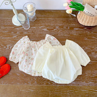 Load image into Gallery viewer, Baby Girls Solid Color Flower Print Rompers Wholesale 220815255
