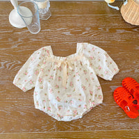 Load image into Gallery viewer, Baby Girls Solid Color Flower Print Rompers Wholesale 220815255
