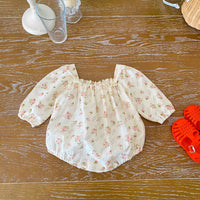 Load image into Gallery viewer, Baby Girls Solid Color Flower Print Rompers Wholesale 220815255
