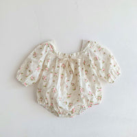 Load image into Gallery viewer, Baby Girls Solid Color Flower Print Rompers Wholesale 220815255

