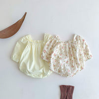 Load image into Gallery viewer, Baby Girls Solid Color Flower Print Rompers Wholesale 220815255
