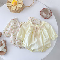Load image into Gallery viewer, Baby Girls Solid Color Flower Print Rompers Wholesale 220815255
