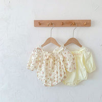 Load image into Gallery viewer, Baby Girls Solid Color Flower Print Rompers Wholesale 220815255
