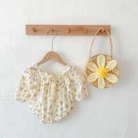 Load image into Gallery viewer, Baby Girls Solid Color Flower Print Rompers Wholesale 220815255
