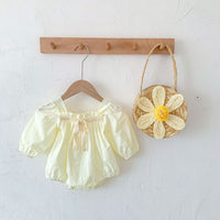 Load image into Gallery viewer, Baby Girls Solid Color Flower Print Rompers Wholesale 220815255
