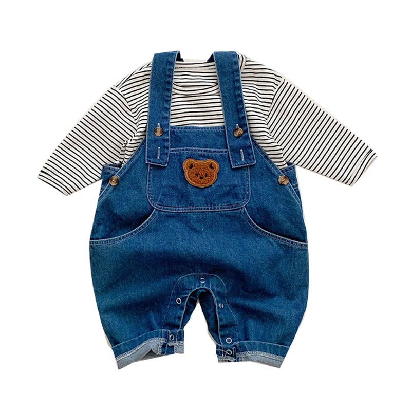 Baby Kid Unisex Striped Animals Tops Jumpsuits Wholesale 220815344