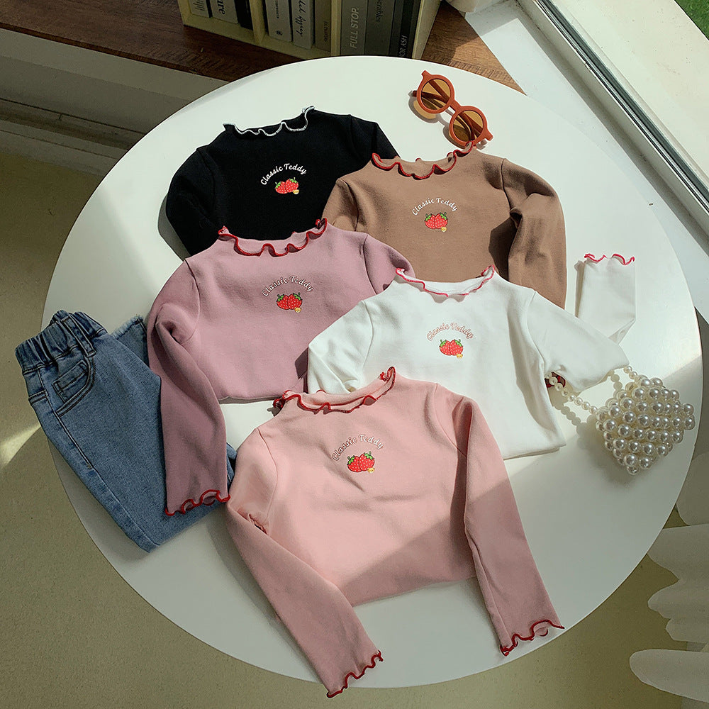 Baby Kid Girls Letters Fruit Embroidered Tops Wholesale 220815477