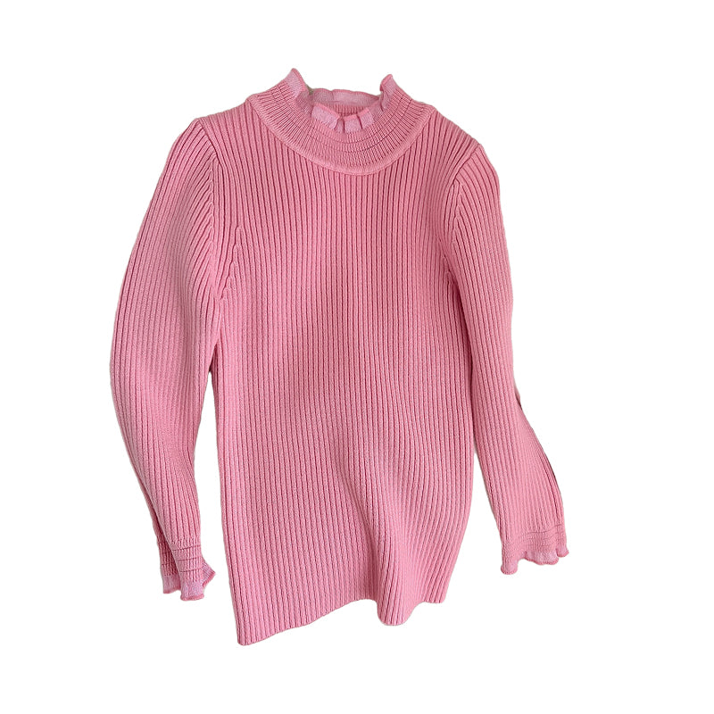 Kid Girls Solid Color Muslin&Ribbed Sweaters Wholesale 220815484