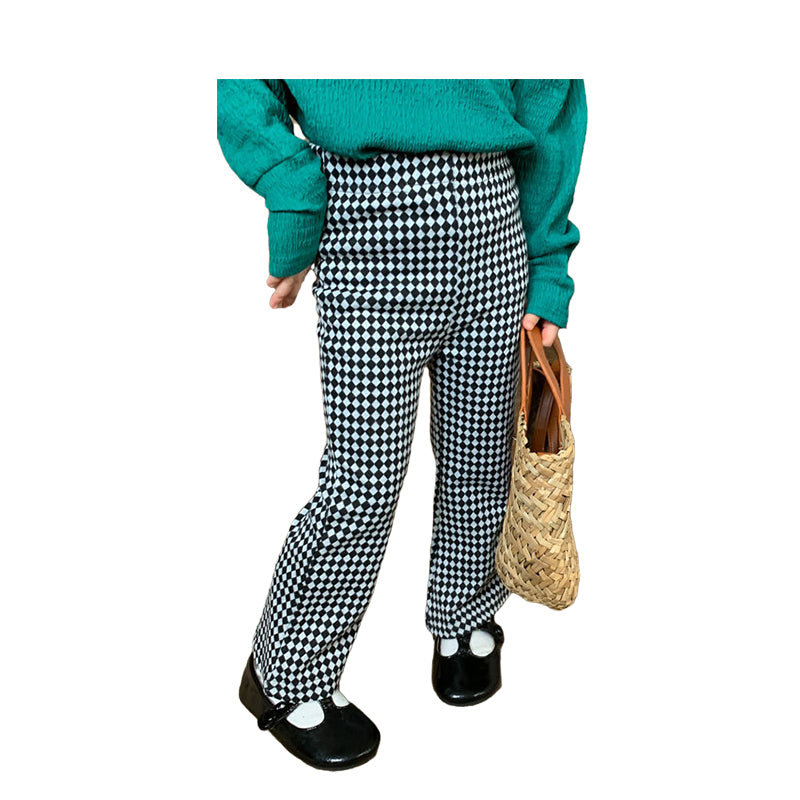 Baby Kid Girls Leopard print Checked Pants Wholesale 220815572