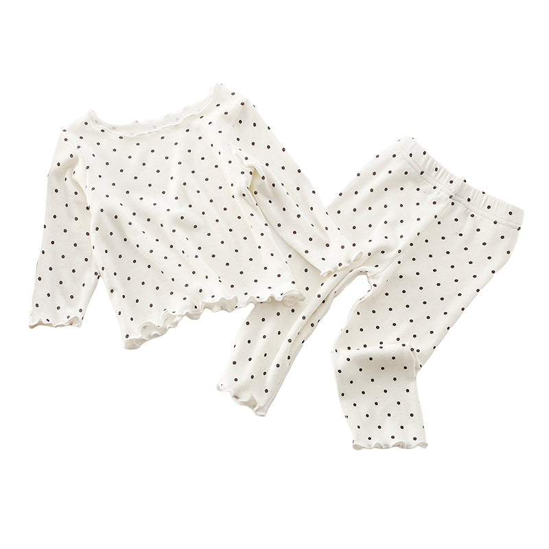 2 Pieces Set Baby Girls Polka dots Tops And Pants Wholesale 22081559