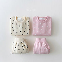 Load image into Gallery viewer, 2 Pieces Set Baby Kid Unisex Love heart Hoodies Swearshirts And Pants Wholesale 22081594
