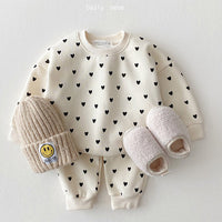 Load image into Gallery viewer, 2 Pieces Set Baby Kid Unisex Love heart Hoodies Swearshirts And Pants Wholesale 22081594
