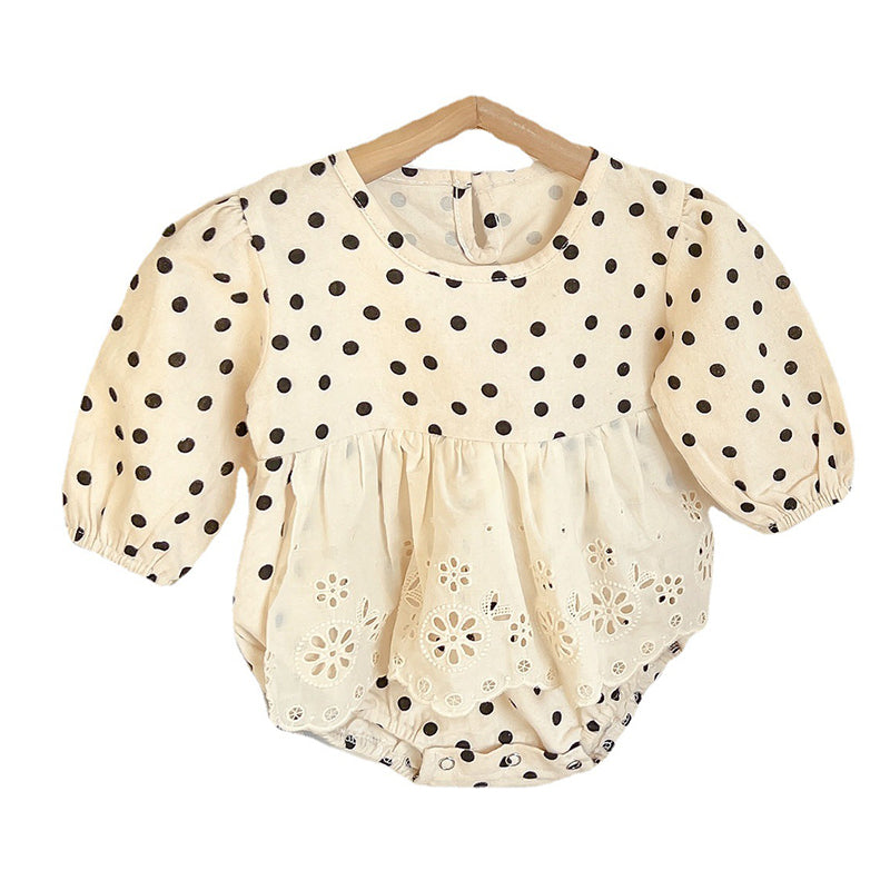 Baby Girls Color-blocking Polka dots Rompers Wholesale 22081596