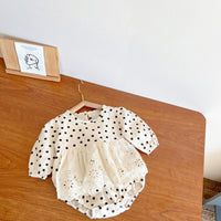 Load image into Gallery viewer, Baby Girls Color-blocking Polka dots Rompers Wholesale 22081596
