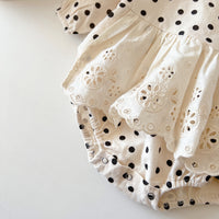 Load image into Gallery viewer, Baby Girls Color-blocking Polka dots Rompers Wholesale 22081596
