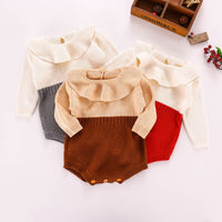 Load image into Gallery viewer, Baby Girls Color-blocking Crochet Rompers Wholesale 22081702
